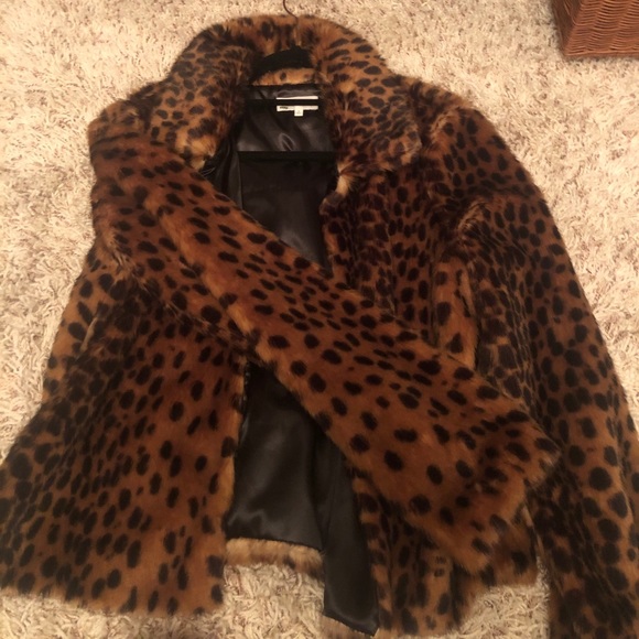 by the way. Casey Leopard Faux Fur Coat In Leopard - Picture 1 of 3